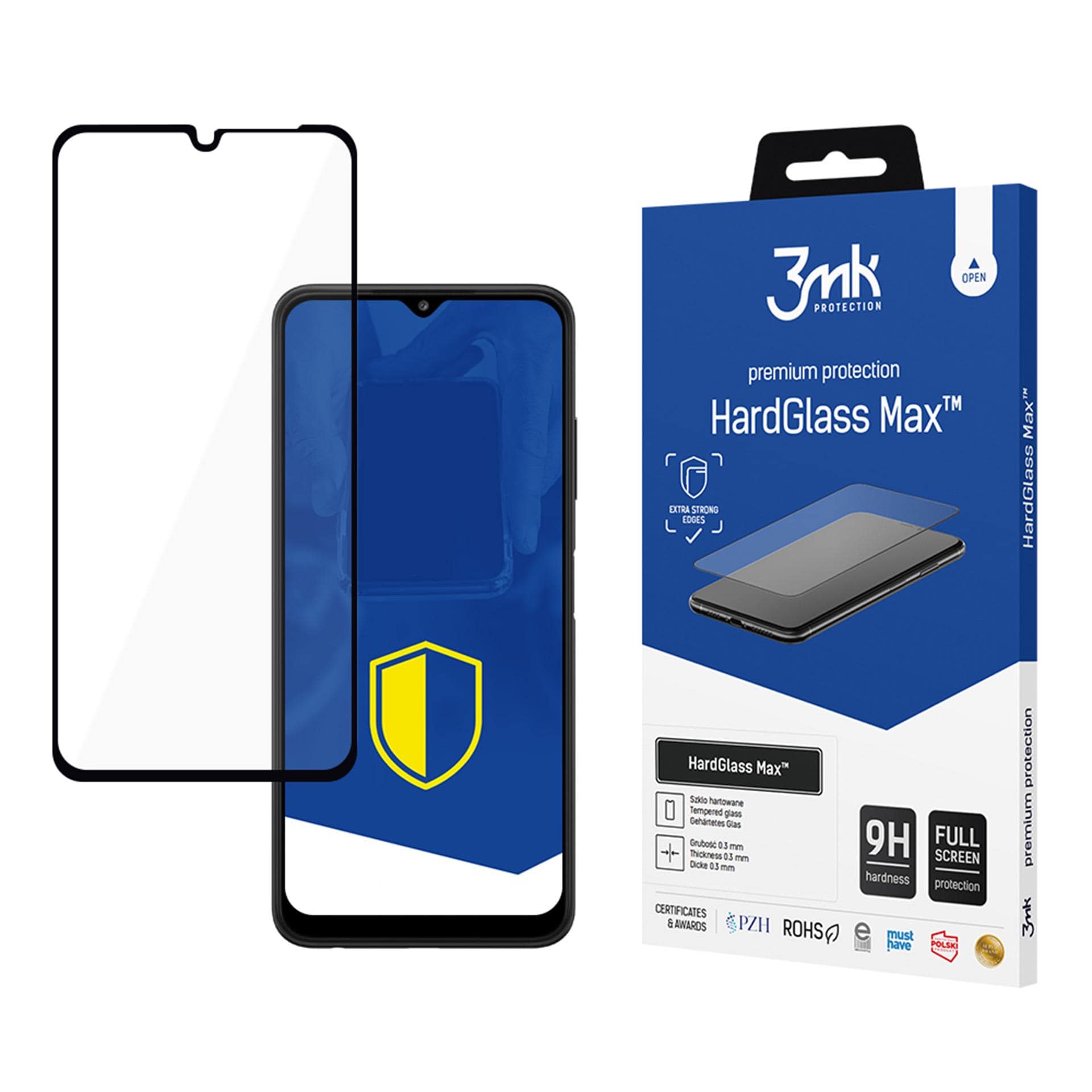 Forsterket herdet glass med full dekning 3mk HardGlass Max Black for Samsung Galaxy A22 5G