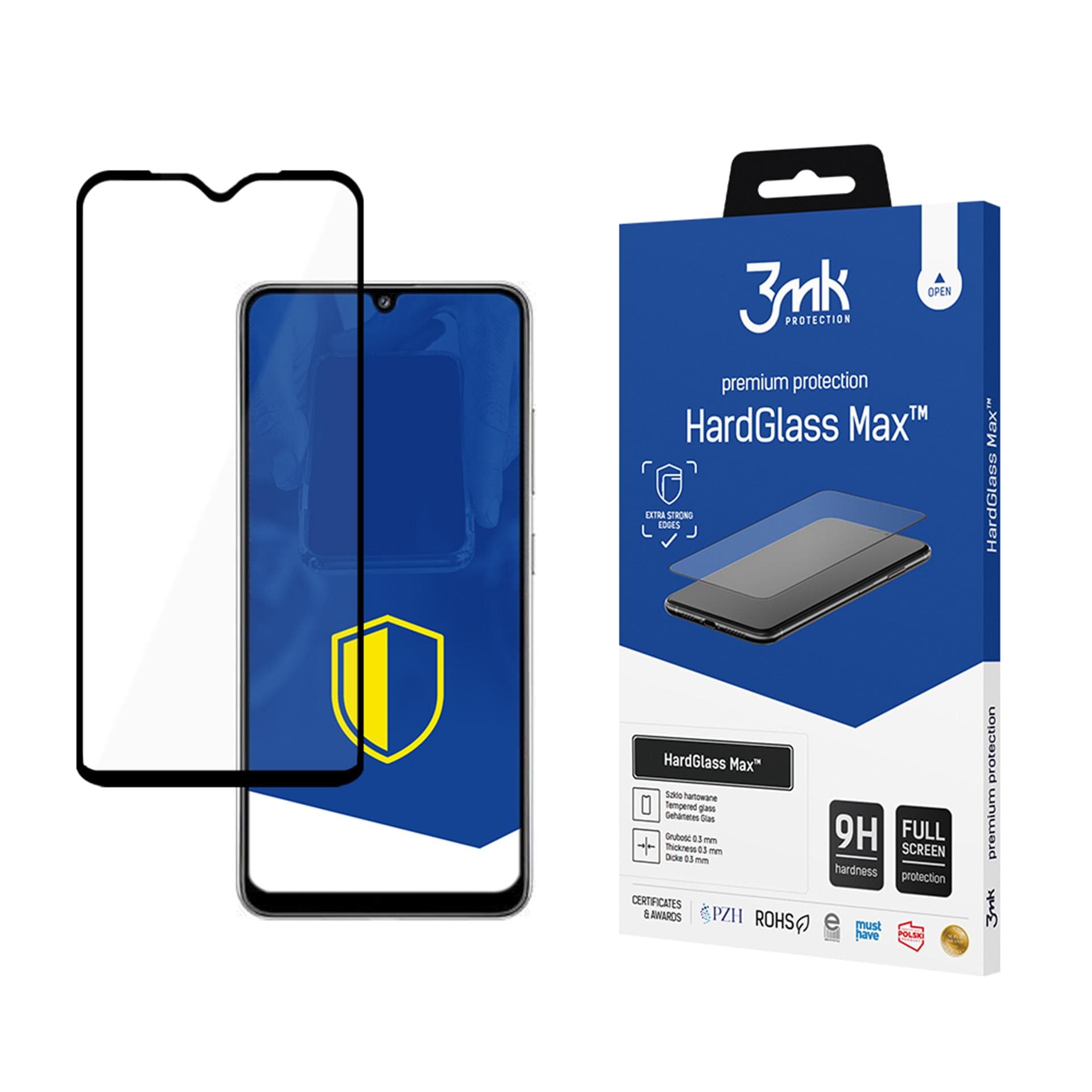 Forsterket herdet glass med full dekning 3mk HardGlass Max Black for Samsung Galaxy A32 4G