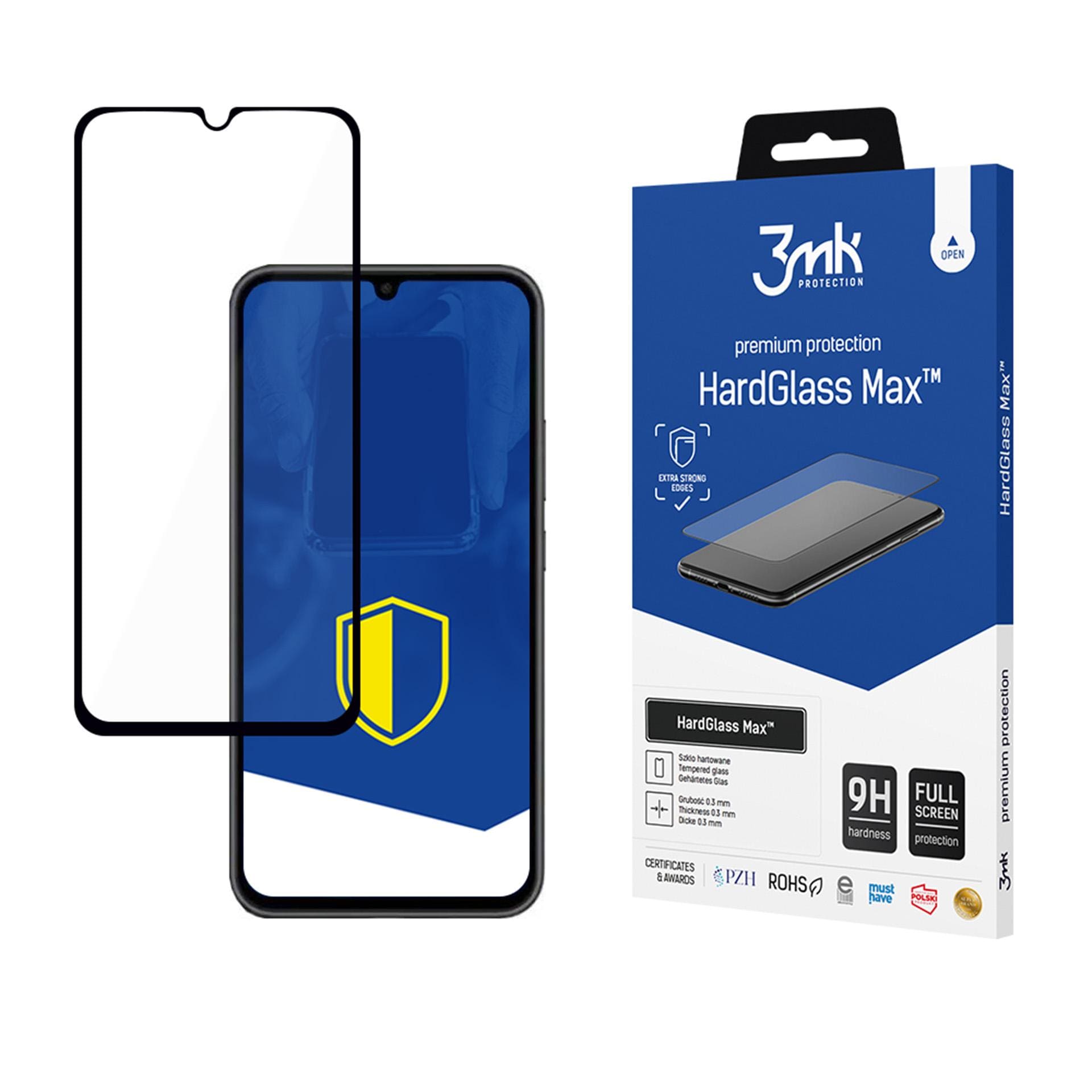 Forsterket herdet glass med full dekning 3mk HardGlass Max Black for Samsung Galaxy A34 5G