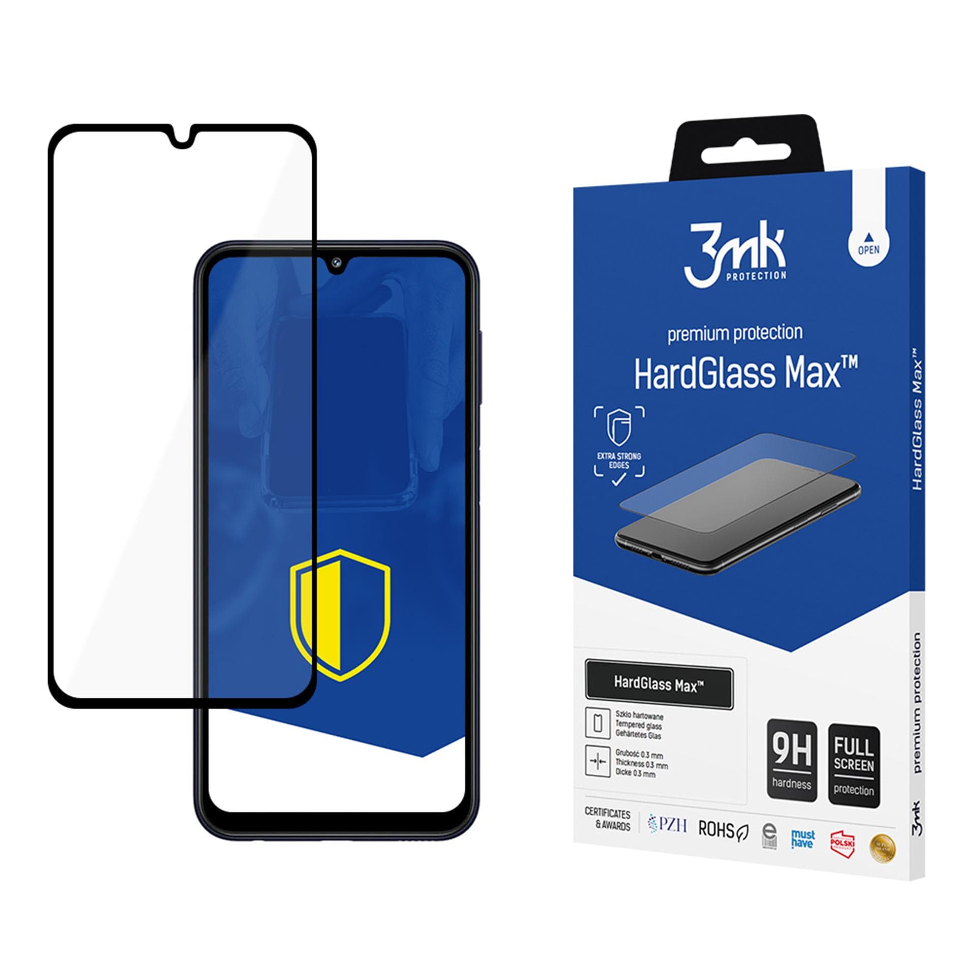 Forsterket herdet glass med full dekning 3mk HardGlass Max Black for Samsung Galaxy M34 5G