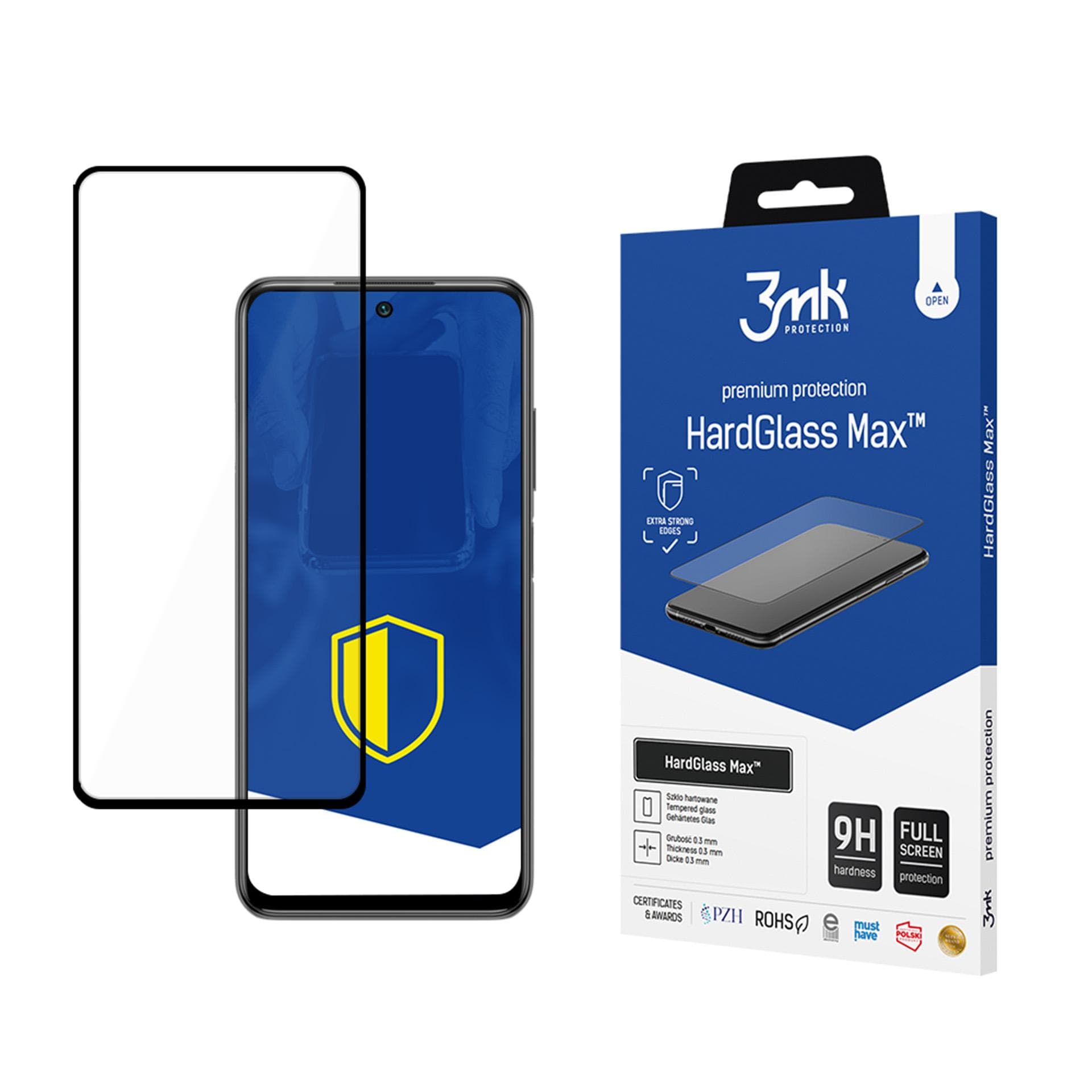 Forsterket herdet glass med full skjerm 3mk HardGlass Max Black for Xiaomi Redmi Note 10/10s 4G