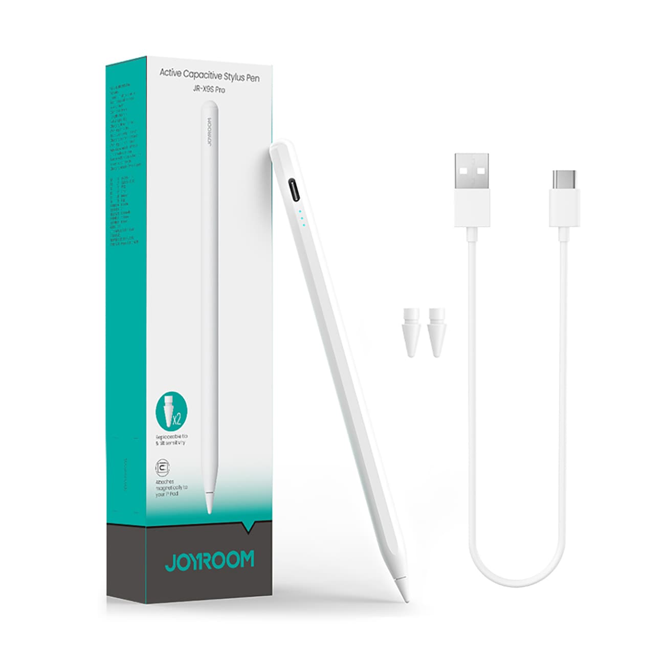Joyroom JR-X9S Pro aktiv penn med 2 utskiftbare spisser - hvit