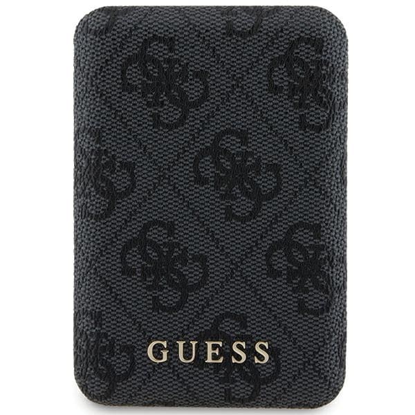 Guess Powerbank induktiv 15W GUPB5FP4EMGK 5000mAh svart/svart 4G lær metallogo MagSafe