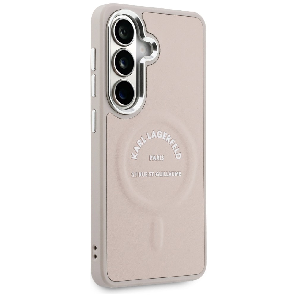 Karl Lagerfeld preget ring med RSG-logo MagSafe-etui for Samsung Galaxy S26 - Rosa