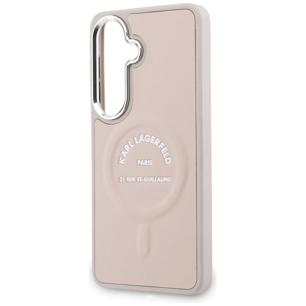 Karl Lagerfeld preget ring med RSG-logo MagSafe-etui for Samsung Galaxy S26 - Rosa