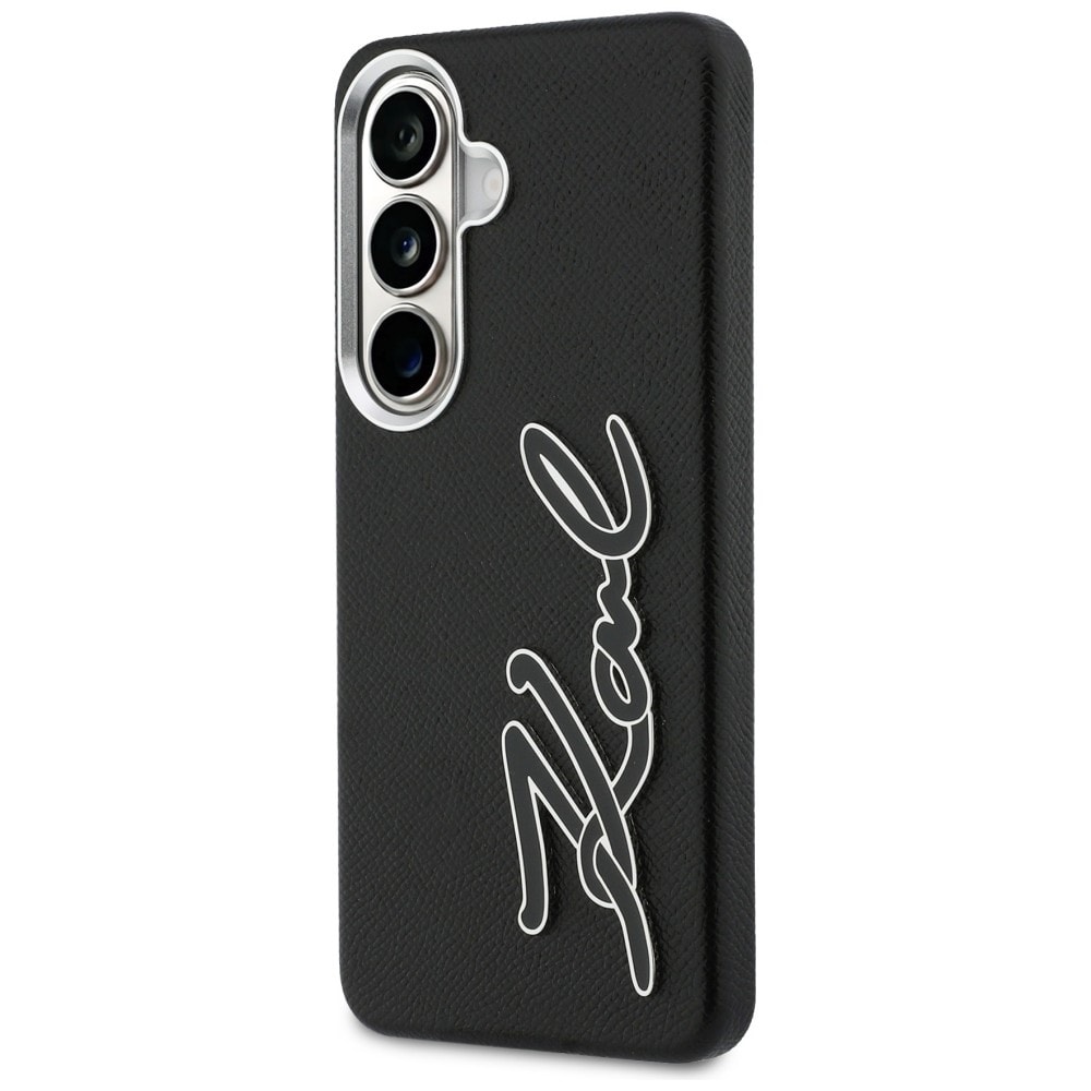 Karl Lagerfeld Grained Signature Metal Resin Logo Case for Samsung Galaxy S26 - Svart