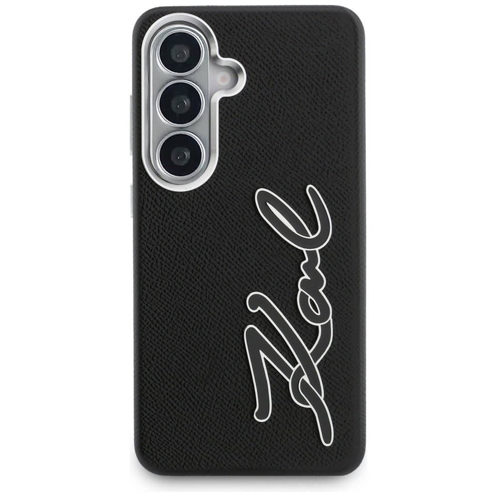 Karl Lagerfeld Grained Signature Metal Resin Logo Case for Samsung Galaxy S26 - Svart