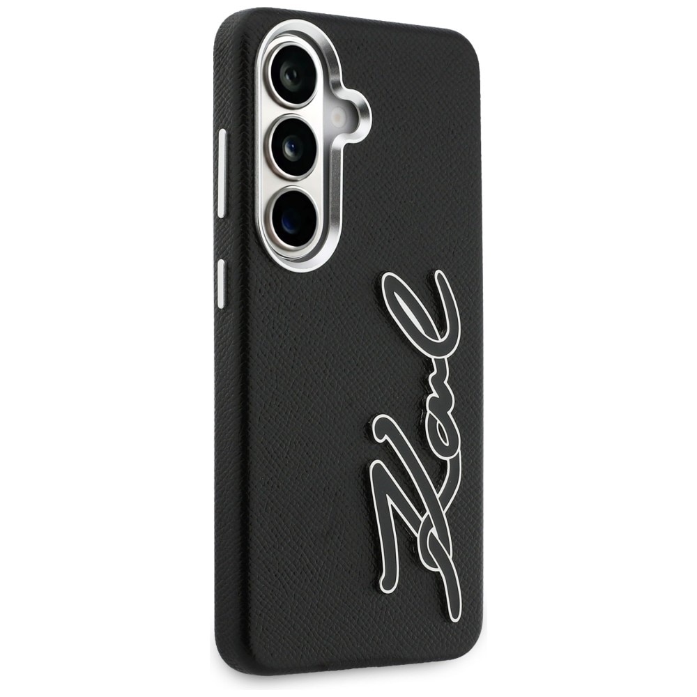 Karl Lagerfeld Grained Signature Metal Resin Logo Case for Samsung Galaxy S26 - Svart