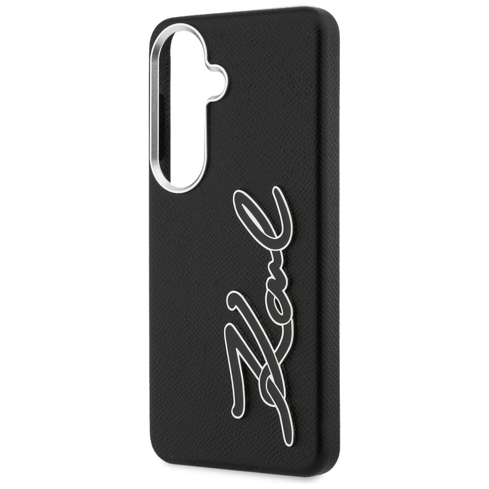 Karl Lagerfeld Grained Signature Metal Resin Logo Case for Samsung Galaxy S26 - Svart
