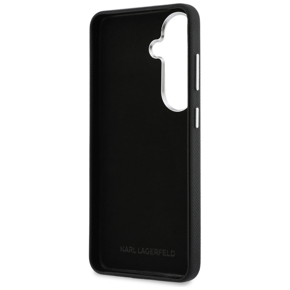 Karl Lagerfeld Grained Signature Metal Resin Logo Case for Samsung Galaxy S26 - Svart