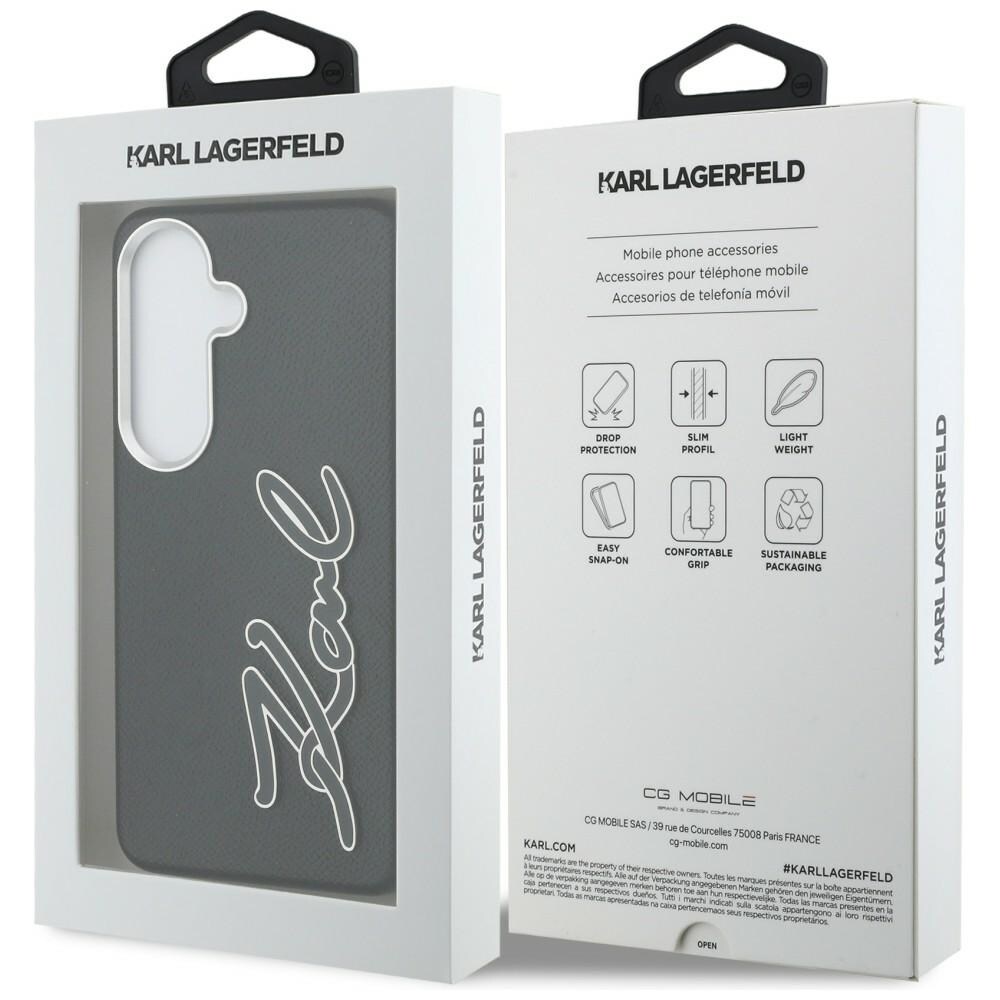 Karl Lagerfeld Grained Signature Metal Resin Logo Case for Samsung Galaxy S26 - Svart