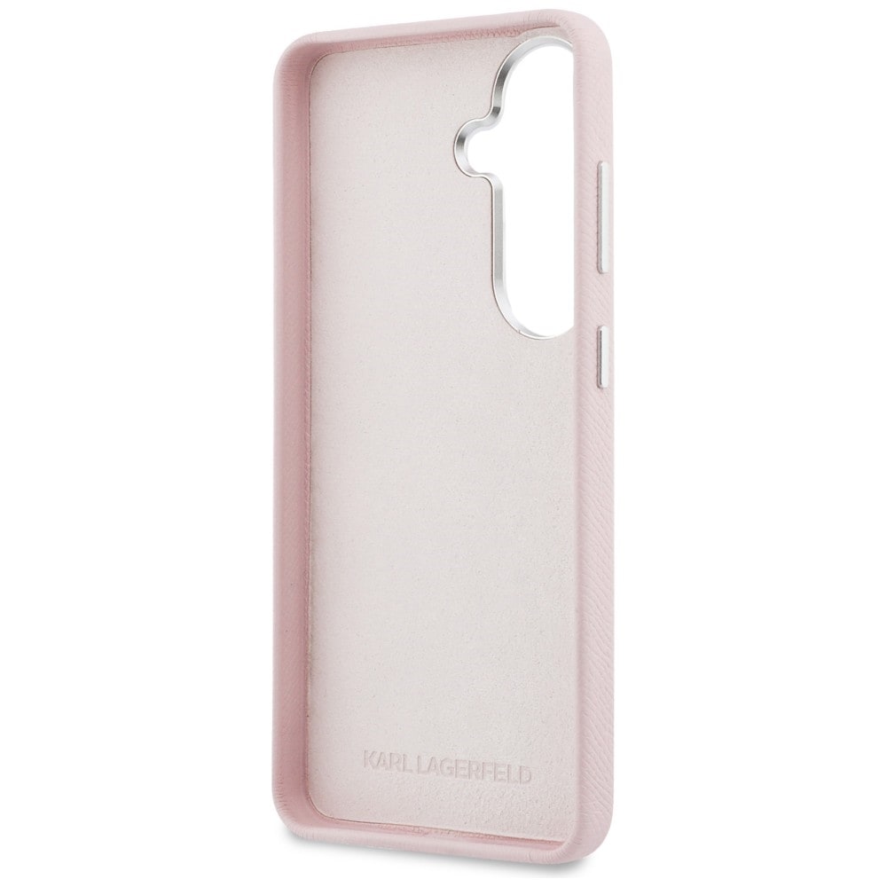 Karl Lagerfeld Grained Signature Metal Resin Logo Case for Samsung Galaxy S26 - Rosa