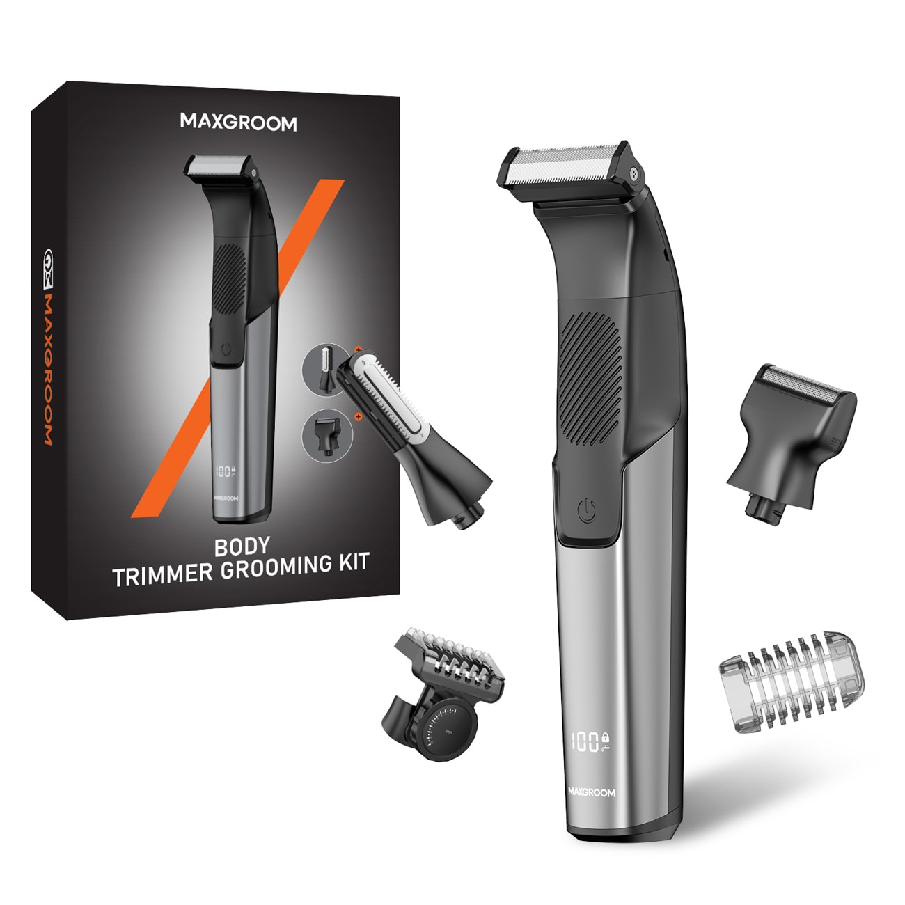 MAXGROOM M-319 multifunksjonell trimmer med utskiftbare spisser - svart