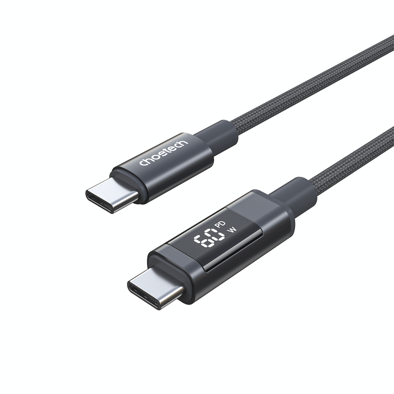 Choetech XCC-1068 PD 60W USB-C - USB-C-kabel med skjerm 1,2 m - Svart