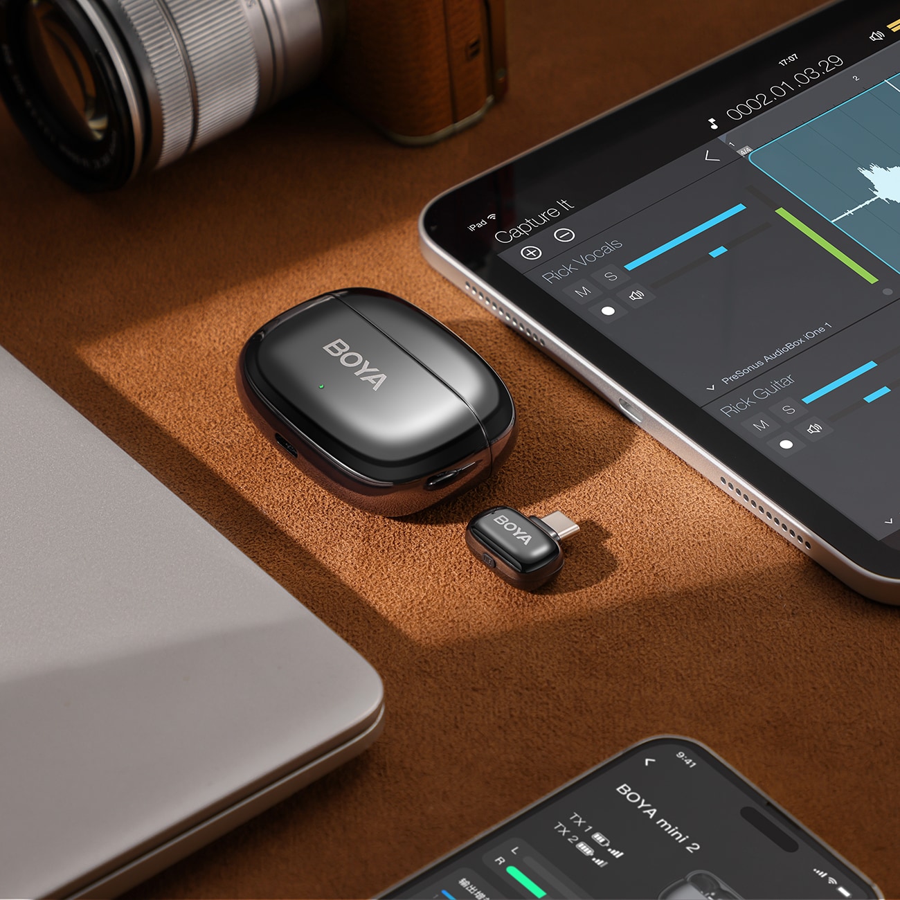 BOYA mini 2-02 trådløse mikrofoner 2,4 GHz USB-C - svart