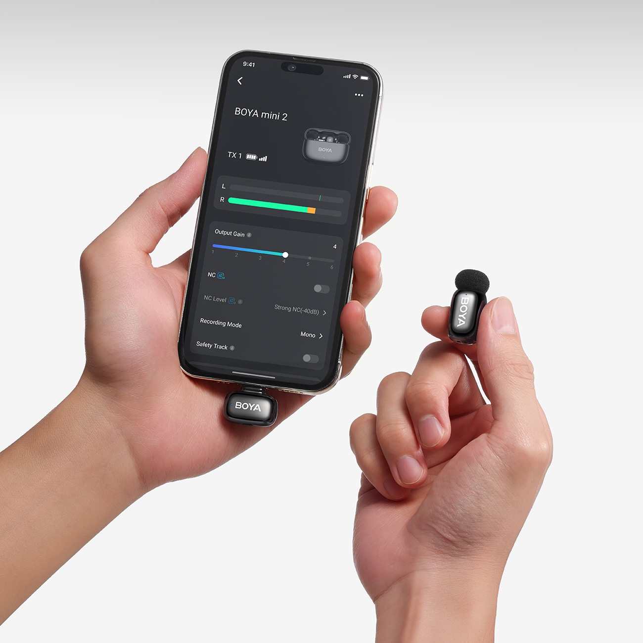 BOYA mini 2-02 trådløse mikrofoner 2,4 GHz USB-C - svart