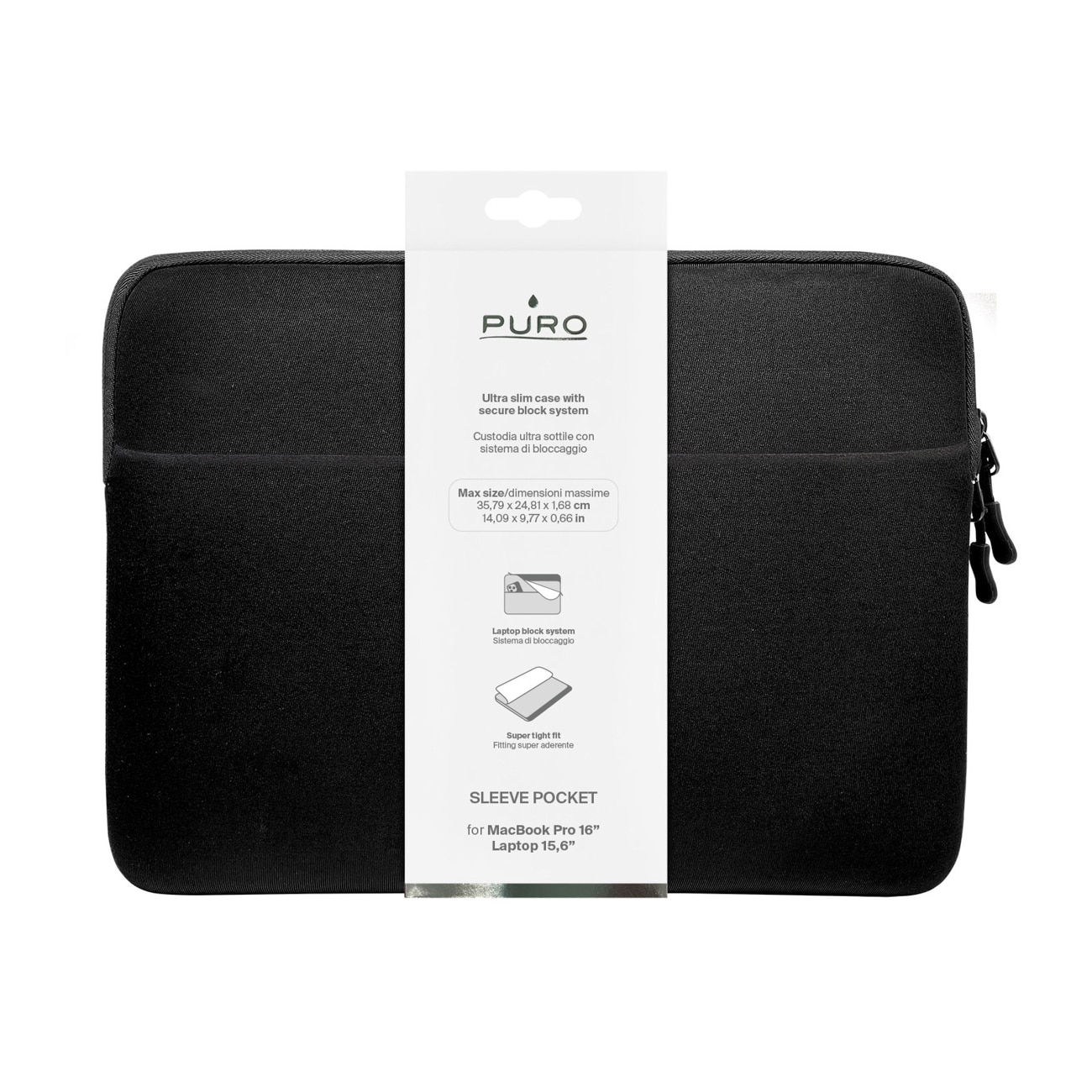 Puro SLIM POCKET Sleeve Bag Neoprena 15-16'' svart