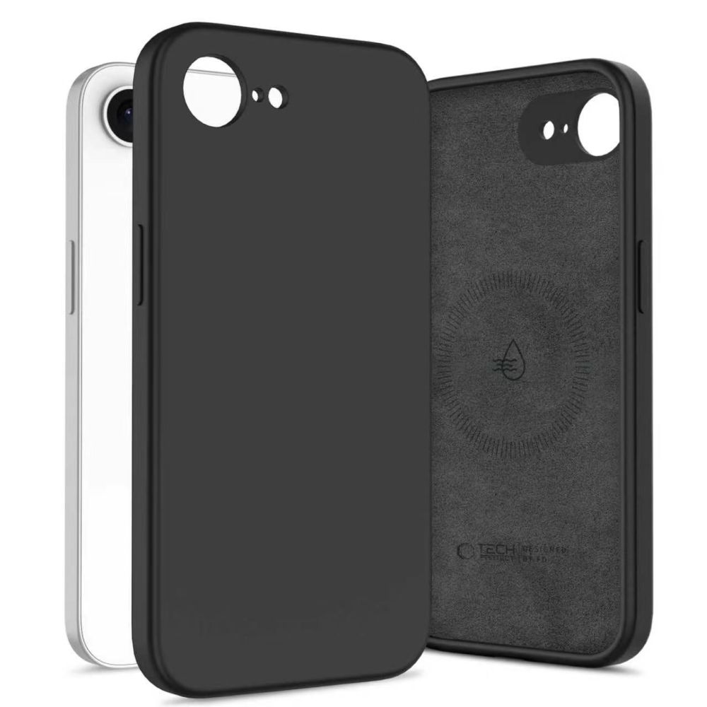 Tech-Protect MagSafe-etui i silikon for iPhone 16e / 17e - svart