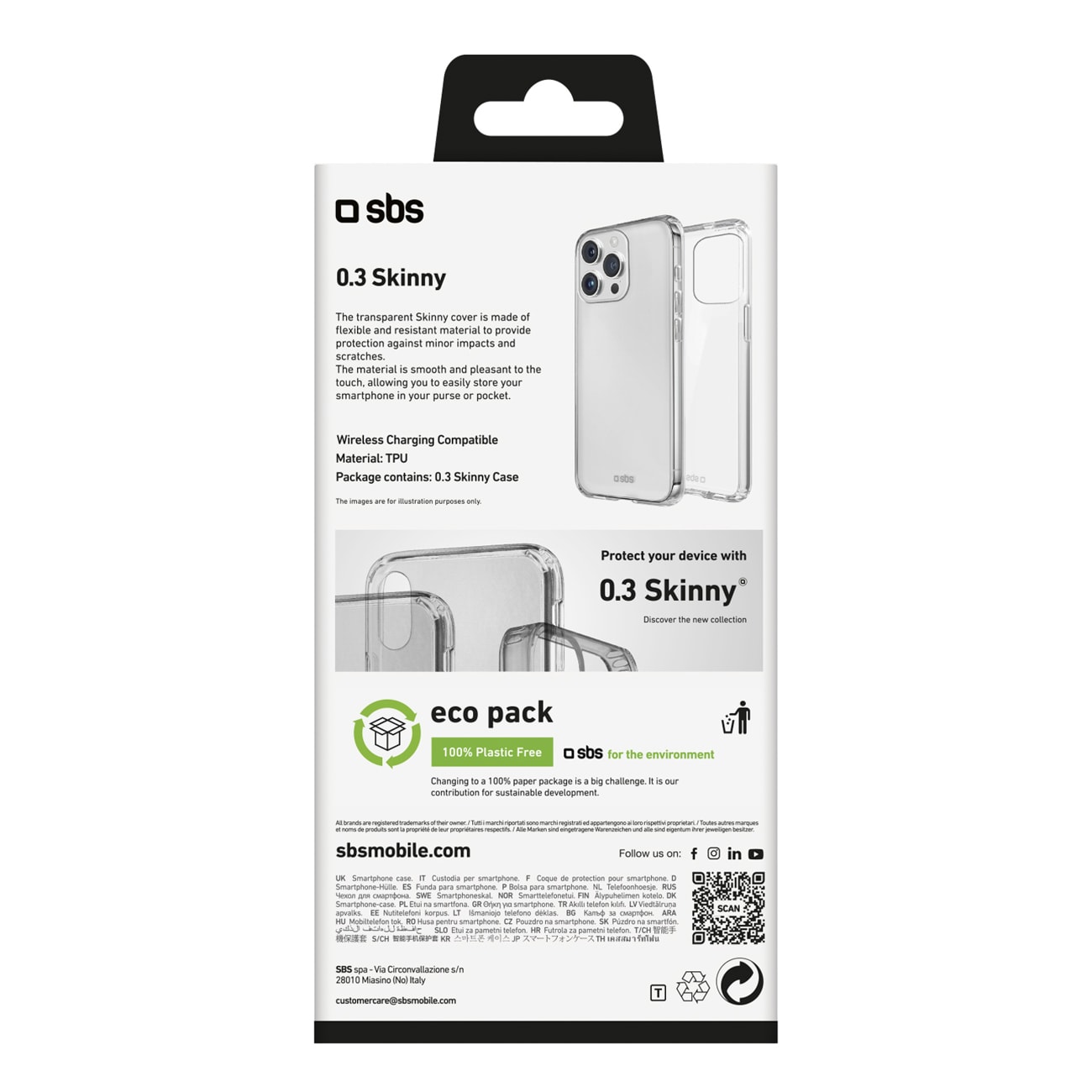 SBS Skinny deksel for iPhone 16 Pro Max - gjennomsiktig