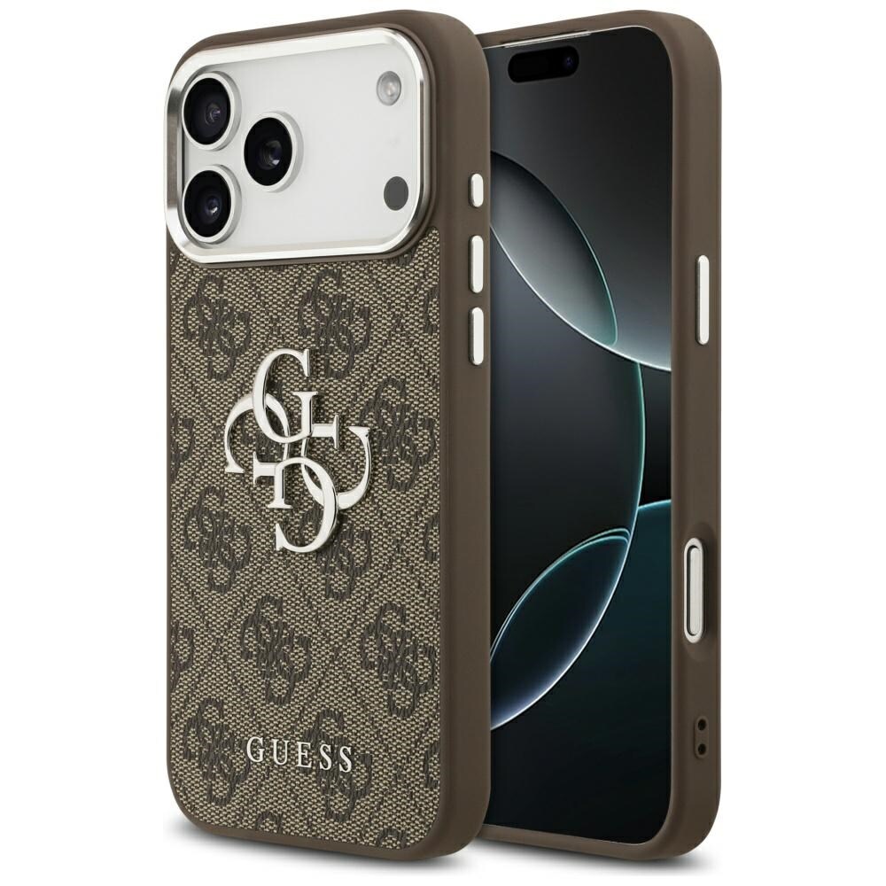 Guess 4G Big 4G Classic logoetui for iPhone 17 Pro Max Brown - Sølv