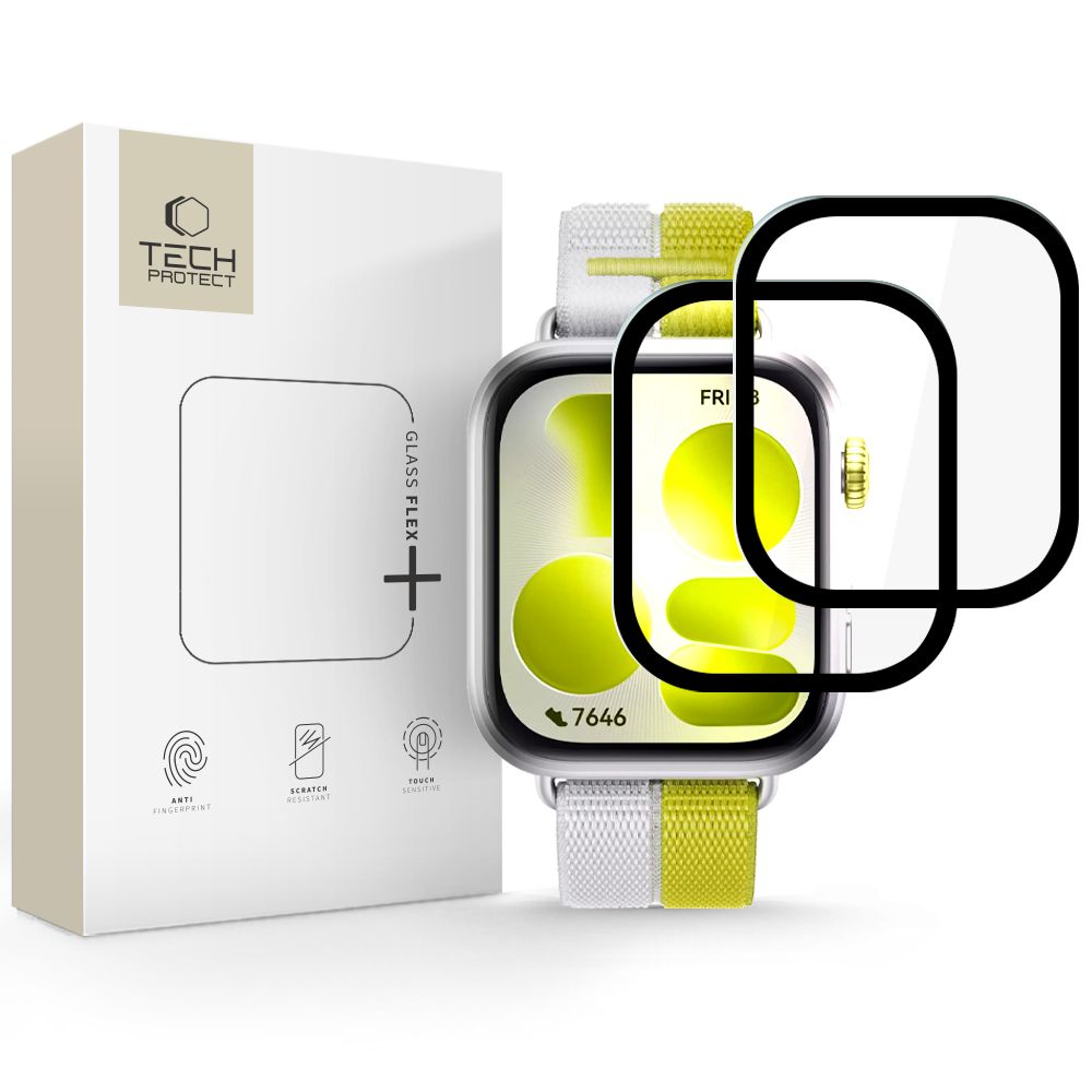 Tech-Protect Glass Flex+ 2-pakning hybridglass for Huawei Watch Fit 5 - Svart