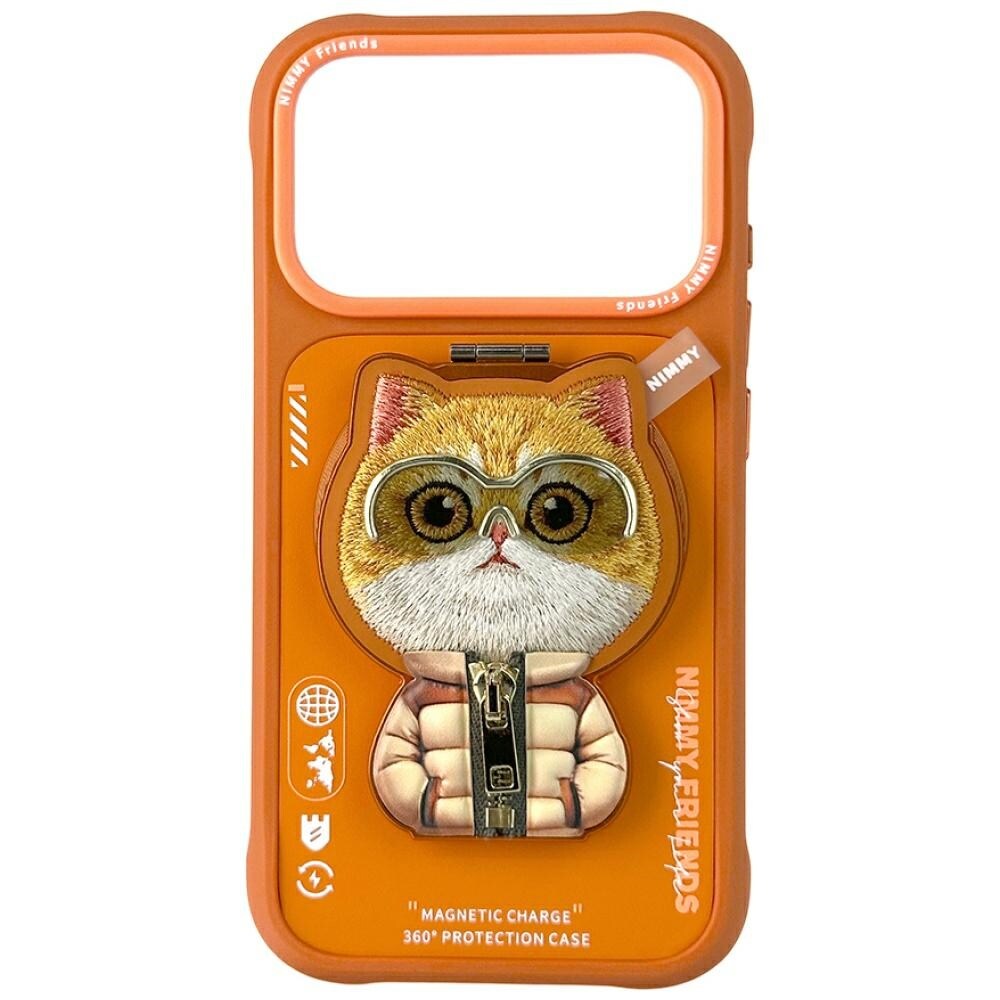 Nimmy Cool&Cute 2.0 katteveske for iPhone 17 Pro Max med magnetisk oppheng - oransje