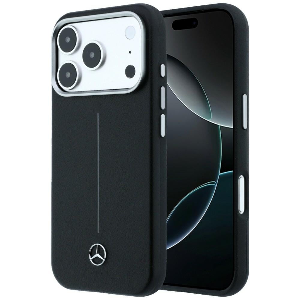 Mercedes skinnetui med halvomslag i Iconic Line med MagSafe for iPhone 17 Pro – svart