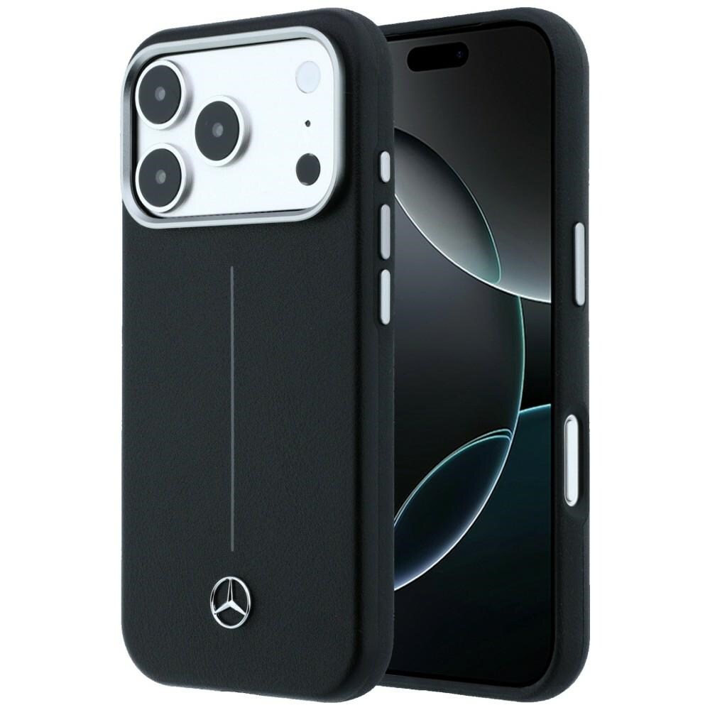 Mercedes skinnetui med halvomslag i Iconic Line med MagSafe for iPhone 17 Pro Max – svart