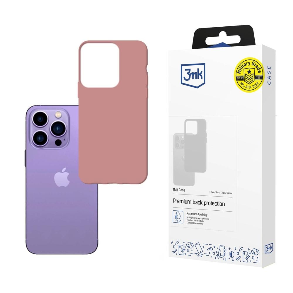 Etui til iPhone 14 Pro Max fra 3mk Matt Case-serien – rosa