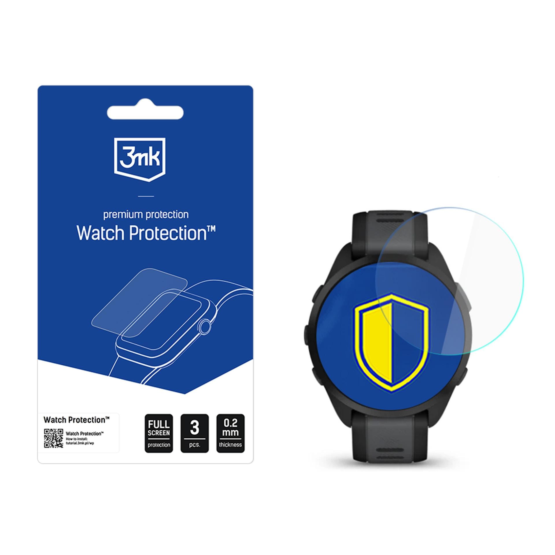 3mk Watch Protection™ hybridglass vs. FlexibleGlass Lite på Garmin Forerunner 165
