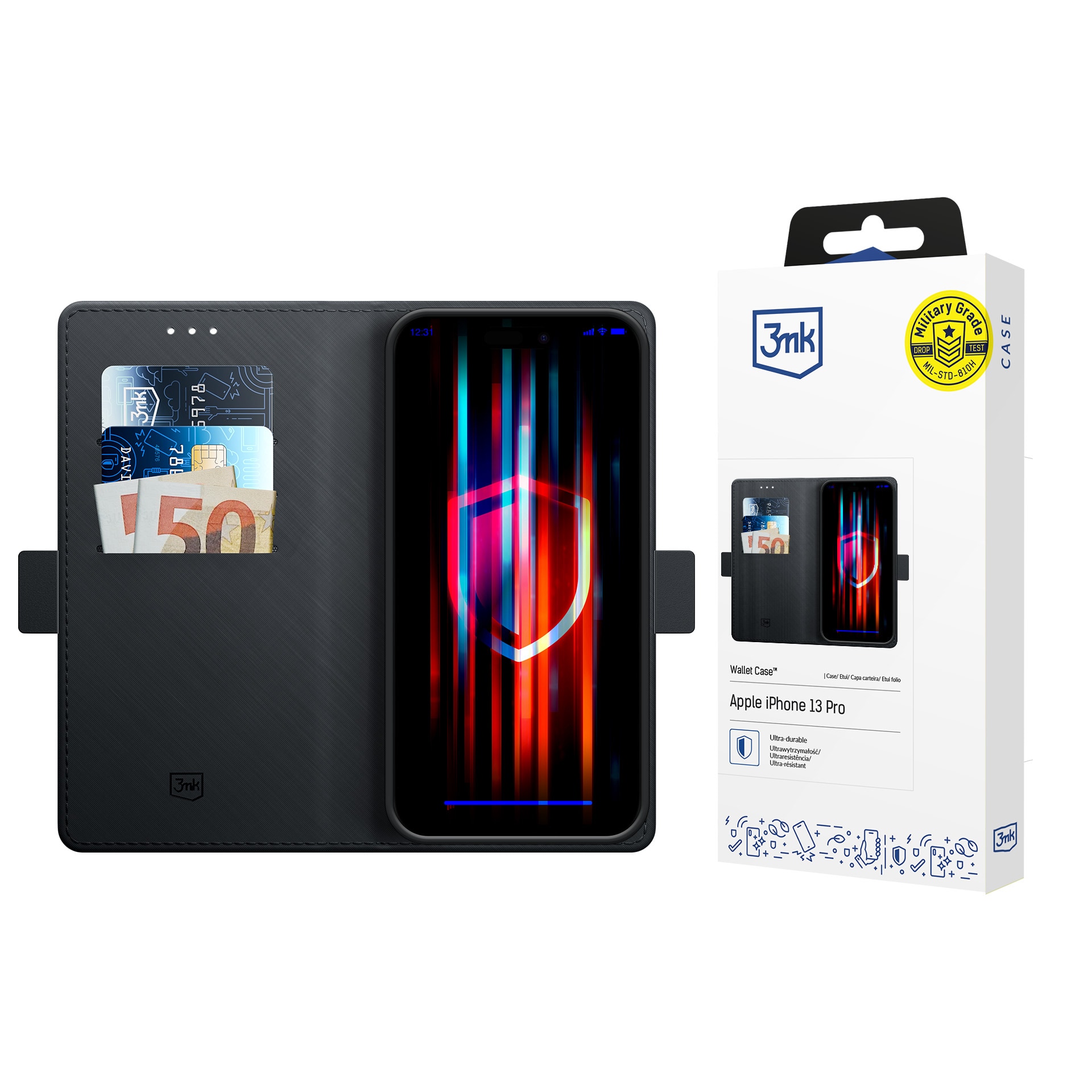 3mk lommeboketui til iPhone 13 Pro – svart