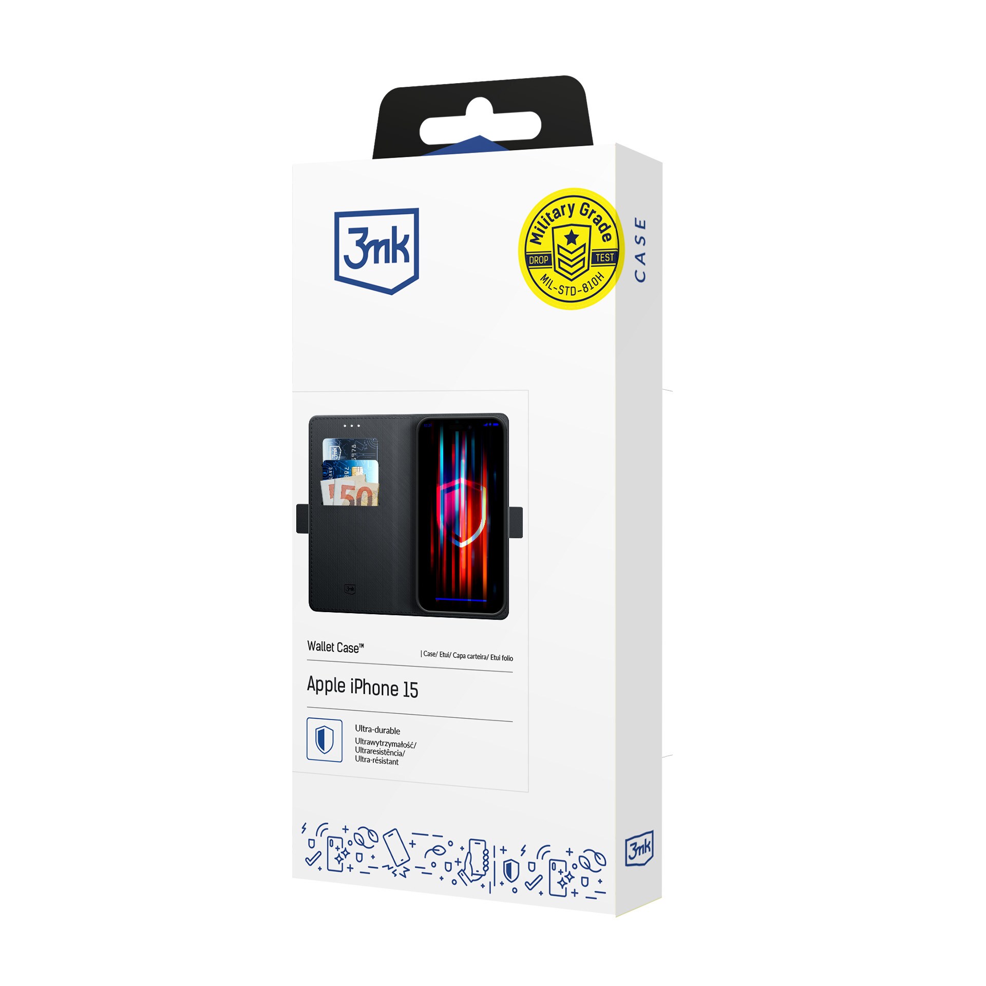 3mk lommeboketui til iPhone 15 – svart