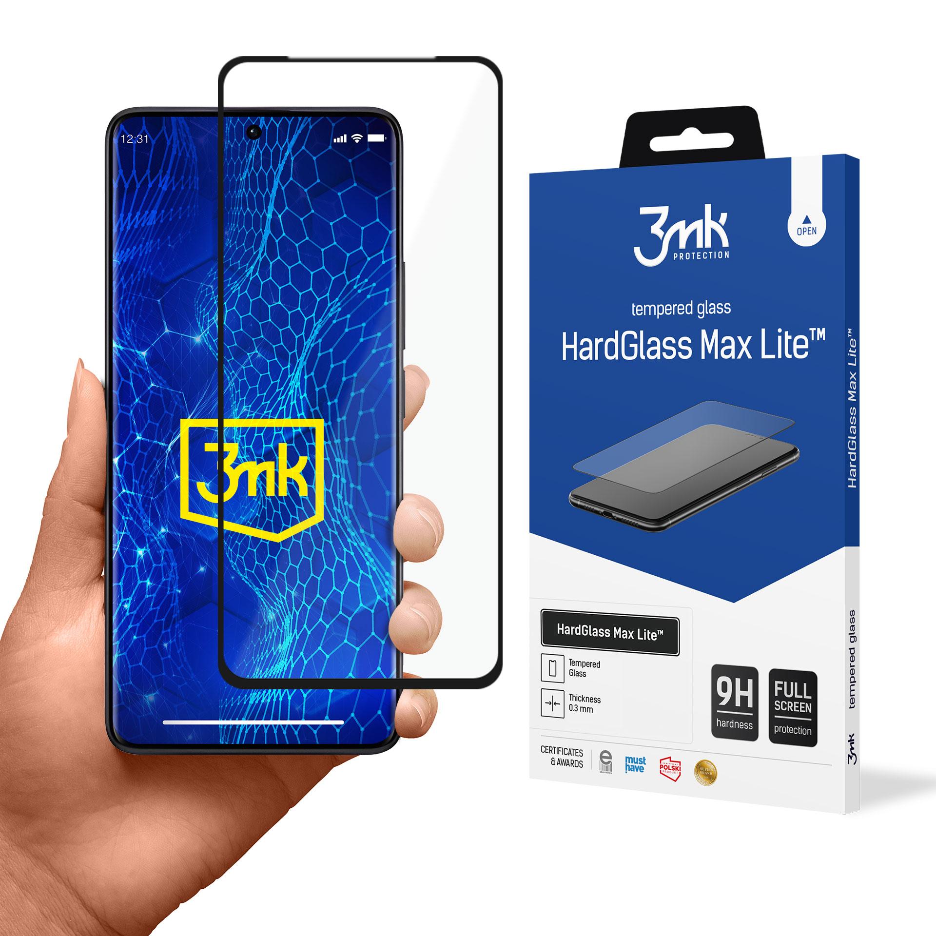 Herdet glass 3mk HardGlass Max Lite med svart ramme til Xiaomi Redmi Note 13 Pro+
