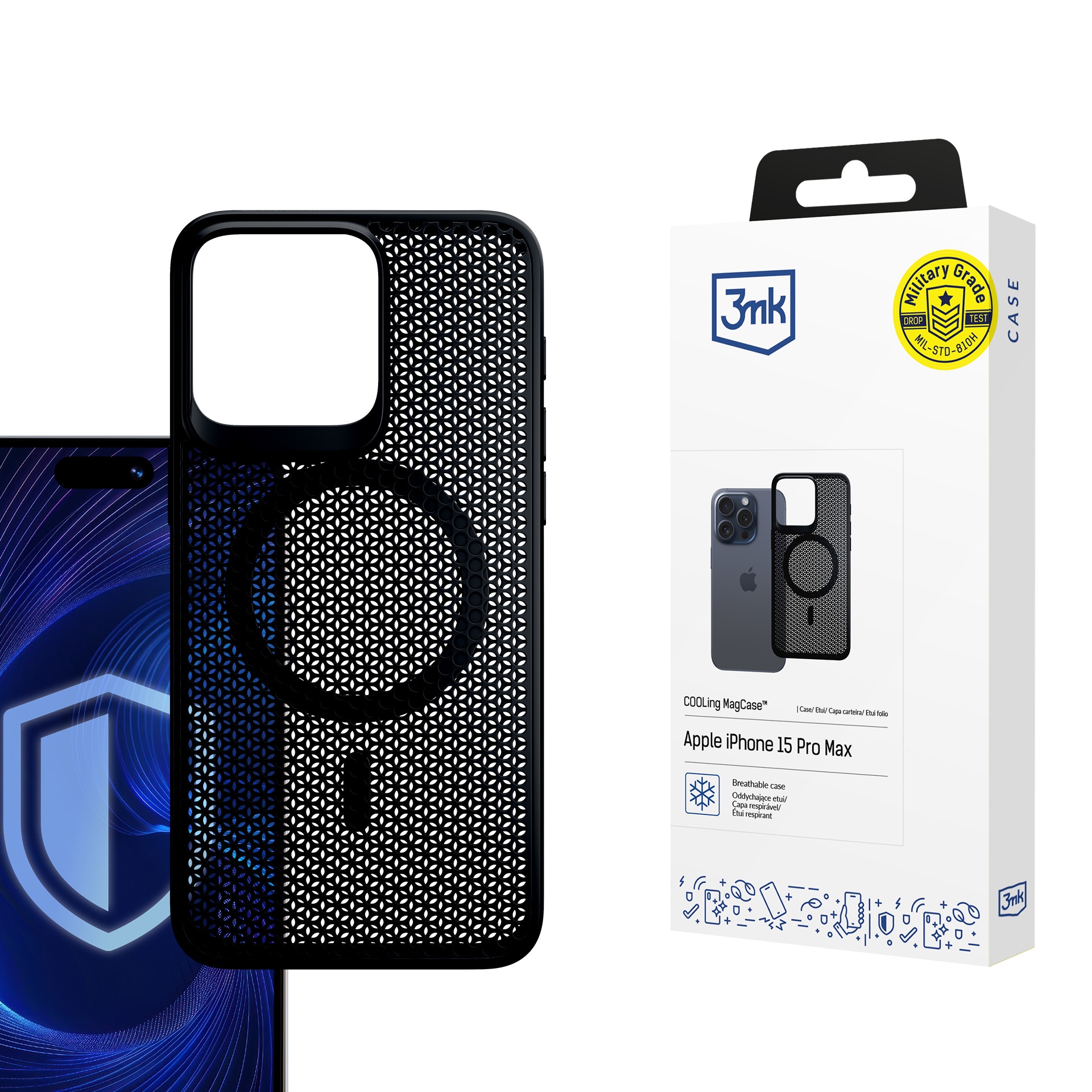 3mk COOLing MagCase-etui til Apple iPhone 15 Pro Max – svart