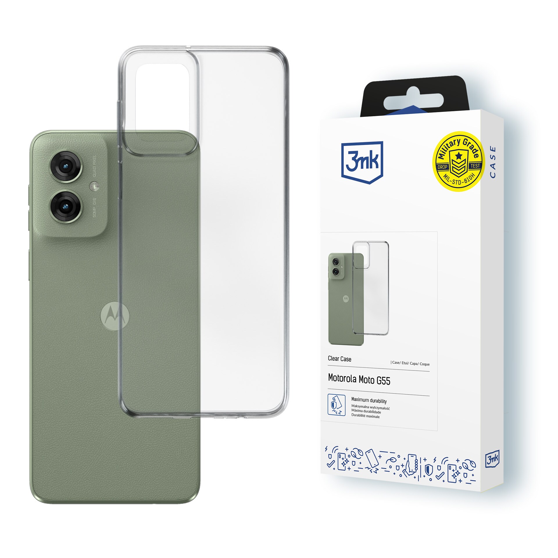 3mk gjennomsiktig deksel til Motorola Moto G55 5G – gjennomsiktig