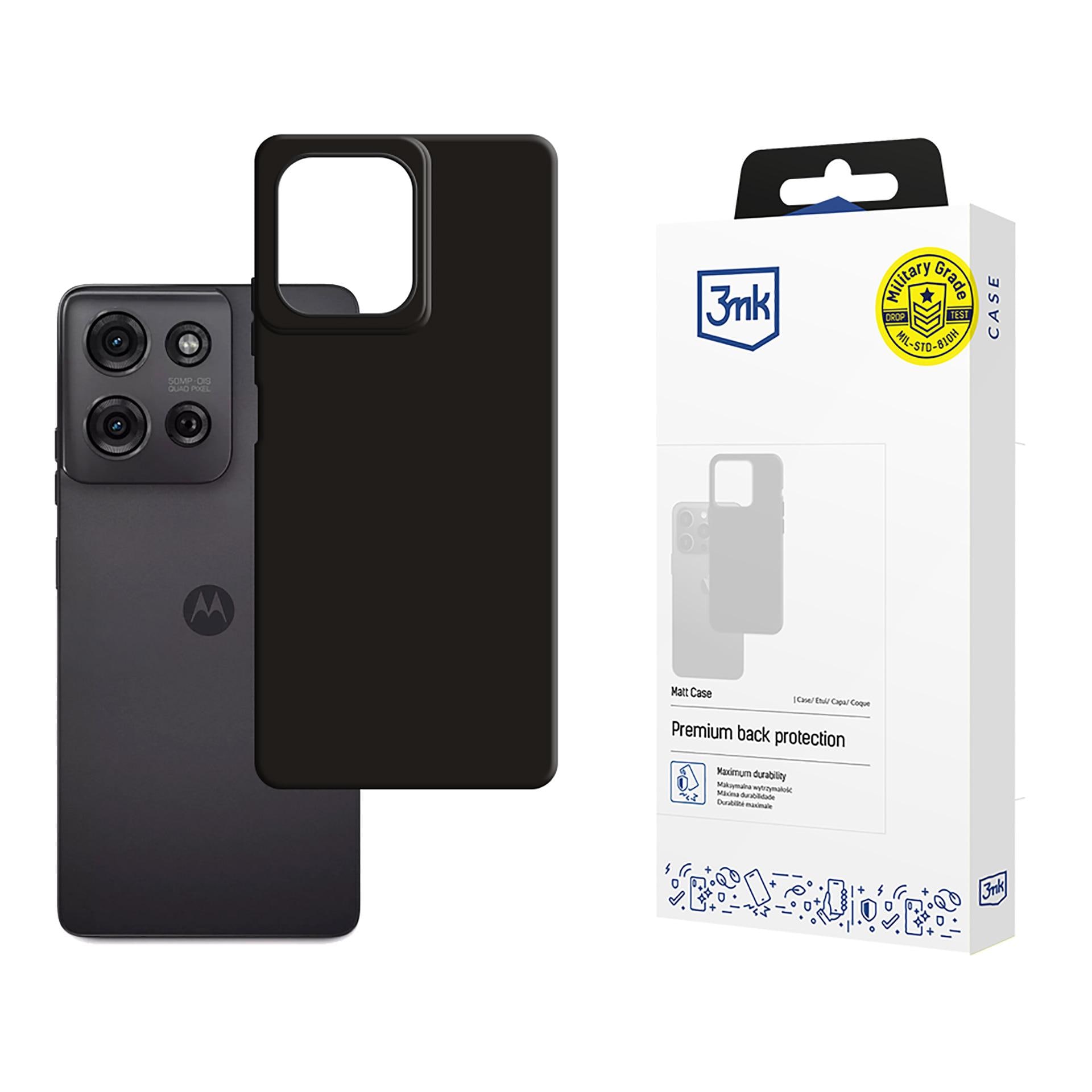 3mk matt deksel til Motorola Moto G75 – svart