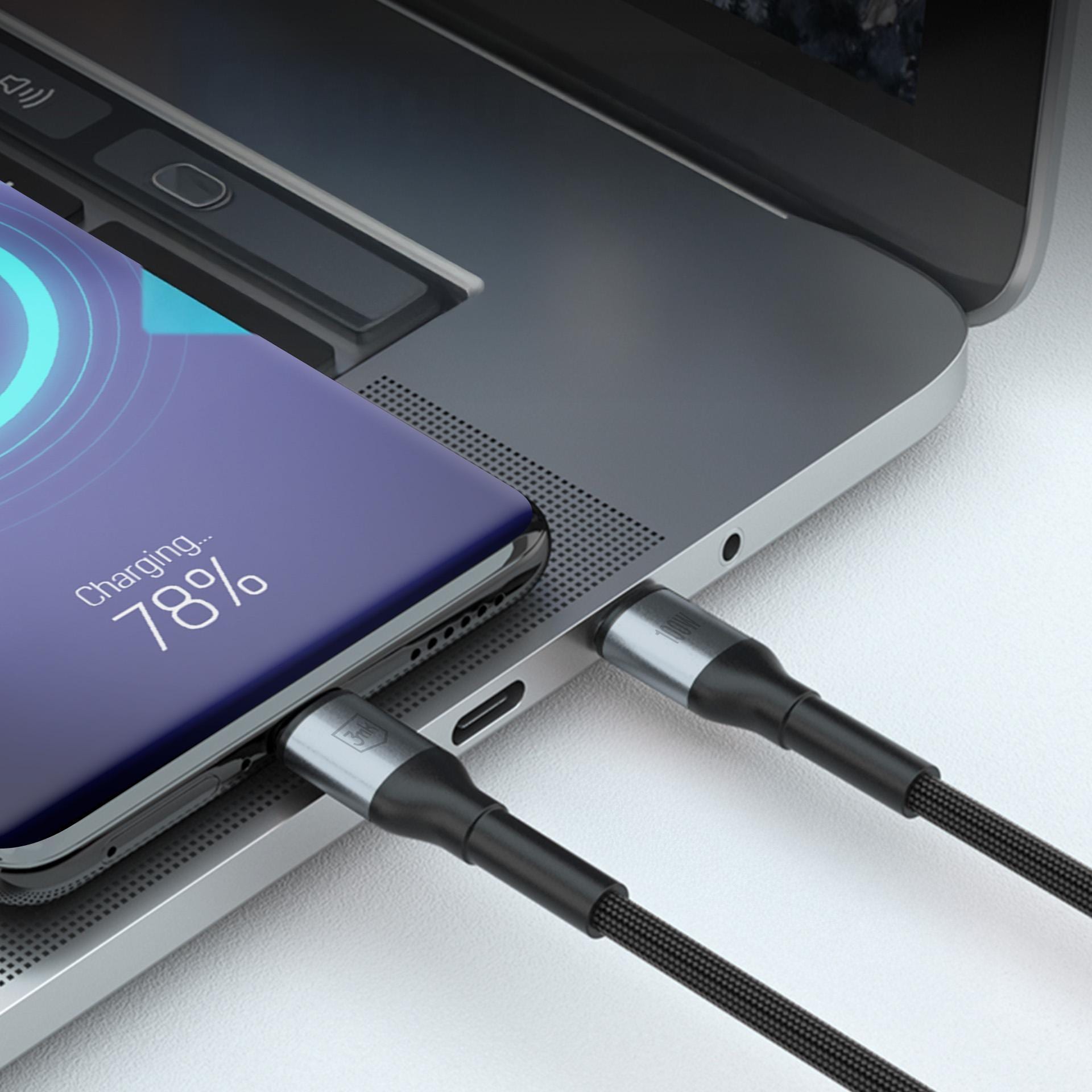 3mk Hyper Cable N-SERIES USB-C / USB-C 1,5 m PD 3.0 QC 3.0 20 V / 5 A 100 W – svart