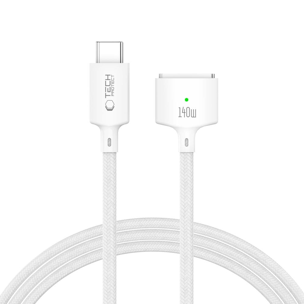 Tech-Protect MMC01 Ultraboost USB-C / USB-C MagSafe 3 140 W 200 cm kabel til MacBook – hvit