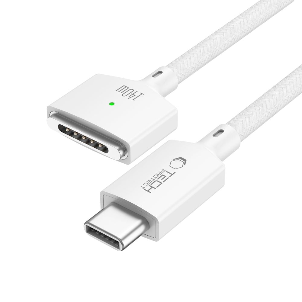 Tech-Protect MMC01 Ultraboost USB-C / USB-C MagSafe 3 140 W 200 cm kabel til MacBook – hvit