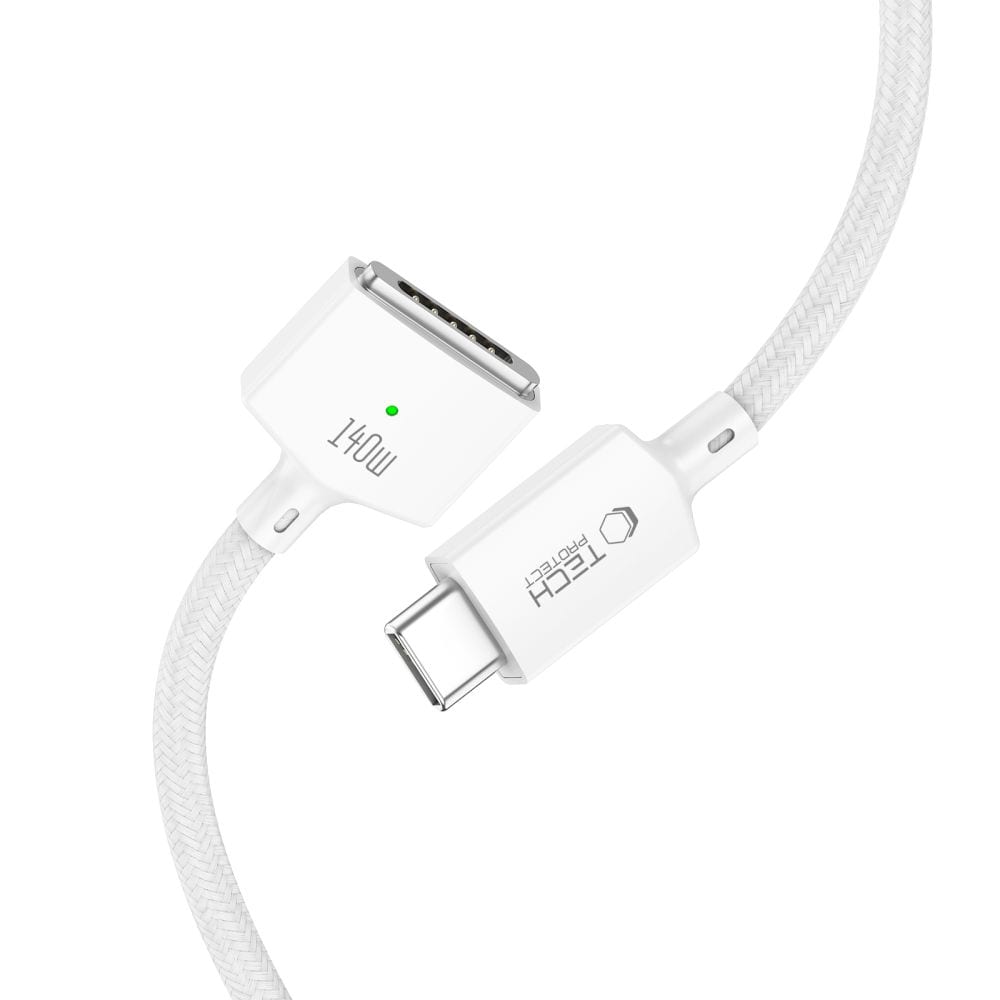 Tech-Protect MMC01 Ultraboost USB-C / USB-C MagSafe 3 140 W 200 cm kabel til MacBook – hvit