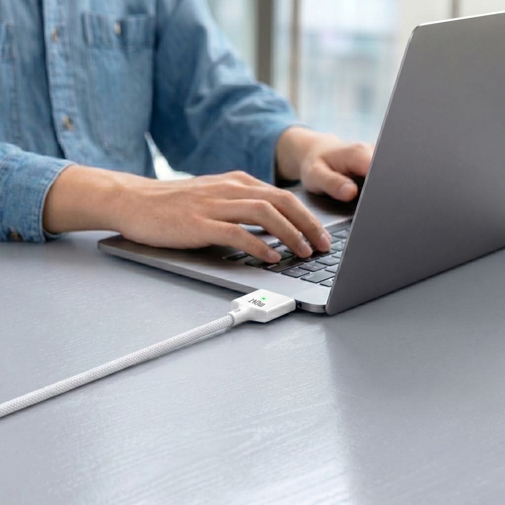 Tech-Protect MMC01 Ultraboost USB-C / USB-C MagSafe 3 140 W 200 cm kabel til MacBook – hvit