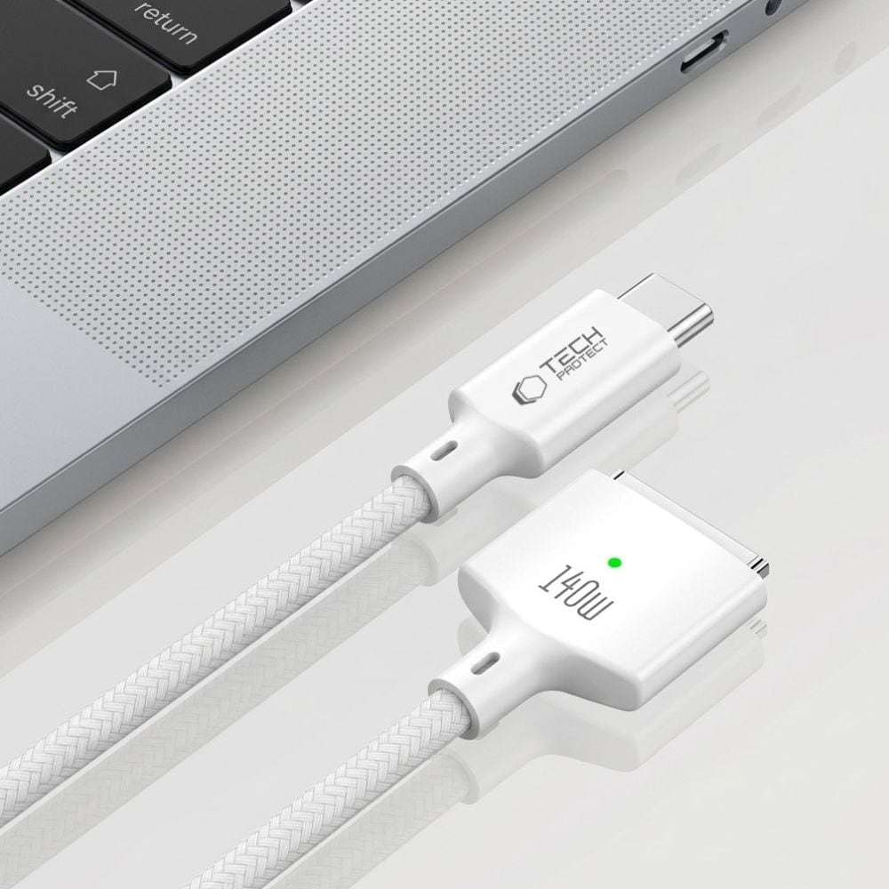 Tech-Protect MMC01 Ultraboost USB-C / USB-C MagSafe 3 140 W 200 cm kabel til MacBook – hvit