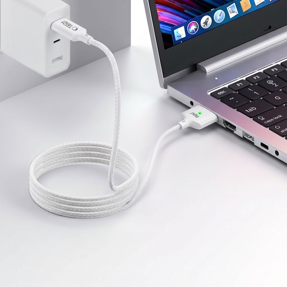Tech-Protect MMC01 Ultraboost USB-C / USB-C MagSafe 3 140 W 200 cm kabel til MacBook – hvit