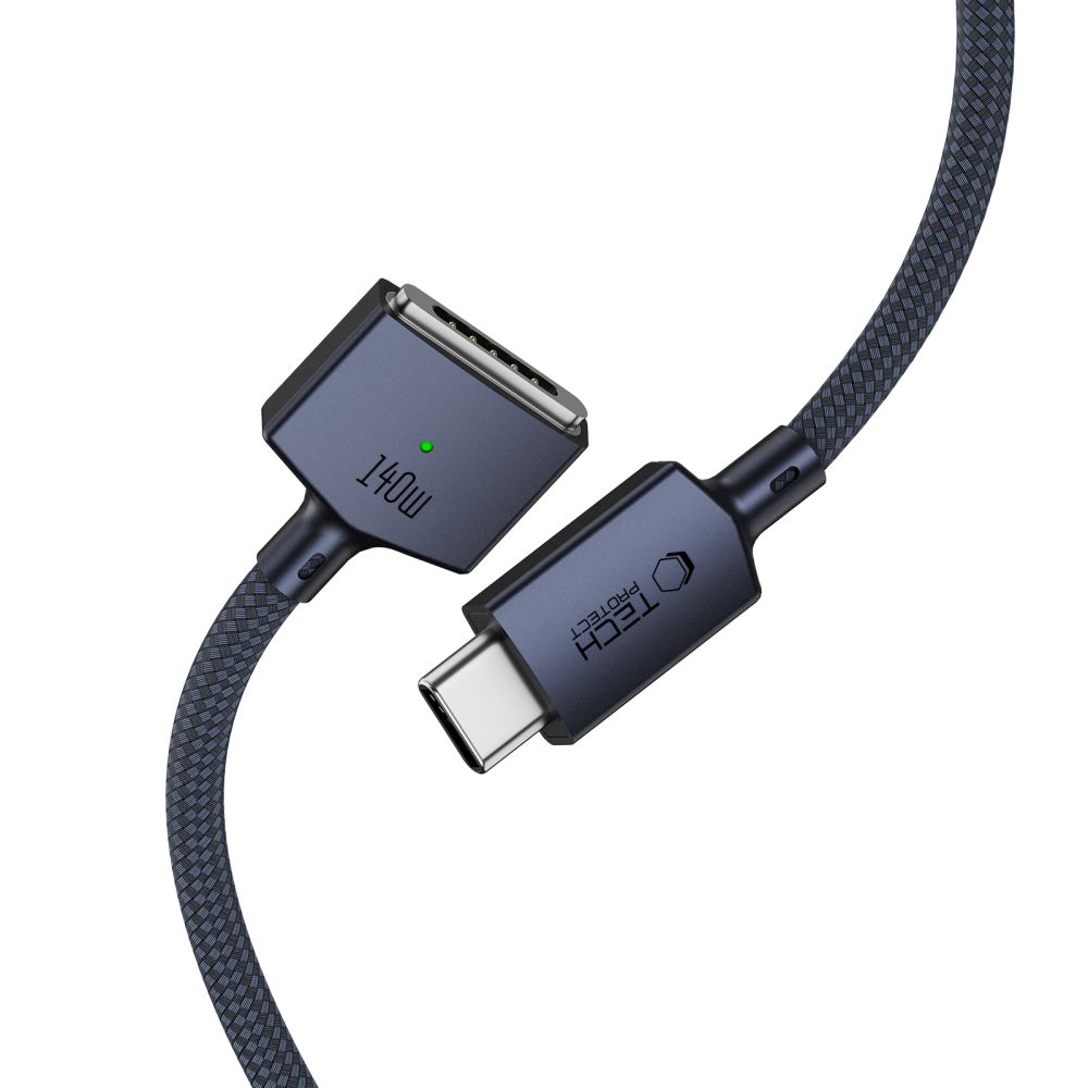 Tech-Protect MMC01 Ultraboost USB-C / USB-C MagSafe 3 140 W 200 cm kabel til MacBook – marineblå