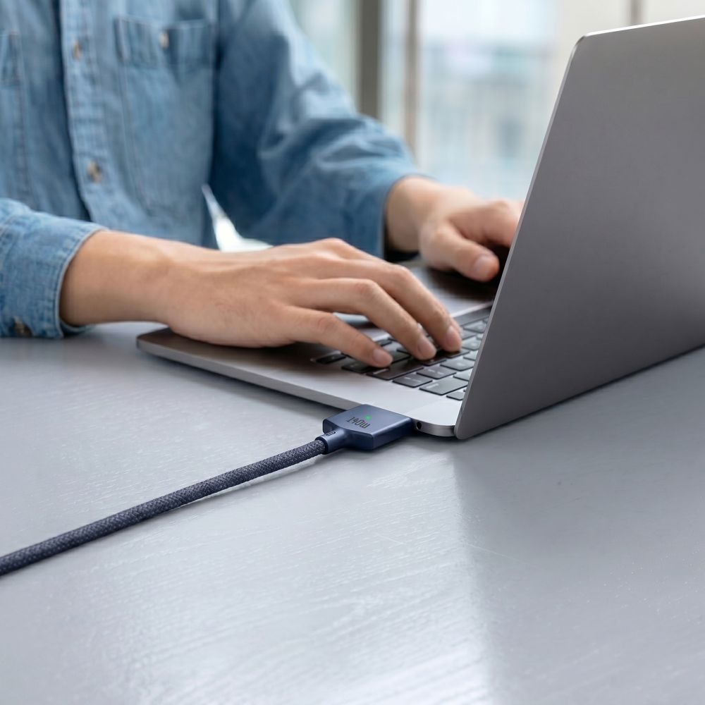 Tech-Protect MMC01 Ultraboost USB-C / USB-C MagSafe 3 140 W 200 cm kabel til MacBook – marineblå
