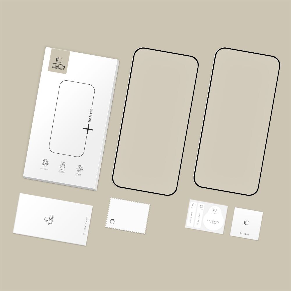 Tech-Protect Glass Fit+ 2-pakk herdet glass til Xiaomi 17T – svart