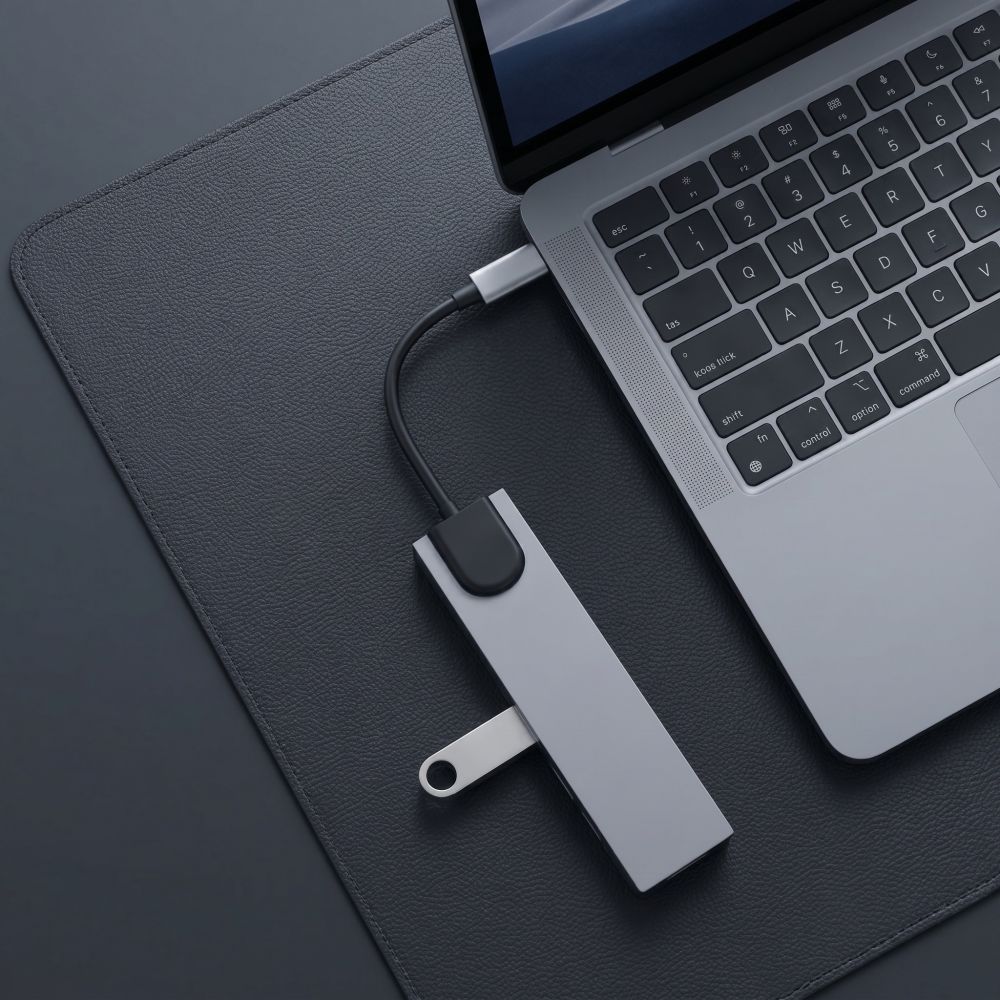Tech-Protect HB09 USB-hub 8-i-1: USB-C/USB-A 3.0 + HDMI 4K60 + SD/TF + PD100W + RJ45 – grå
