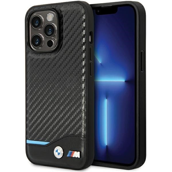 BMW-etui i skinn og karbon for iPhone 13 Pro Max – svart