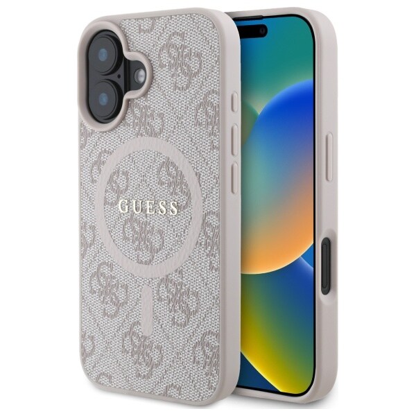 Guess 4G Ring Classic Logo MagSafe iPhone 16-etui – rosa