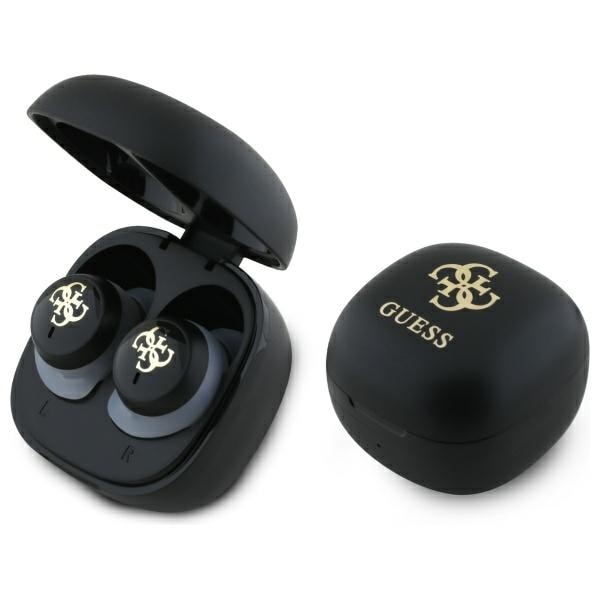 Guess Bluetooth-hodetelefoner GUTWSJ144ESK TWS + dockingstasjon svart/svart iriserende 4G trykt logo
